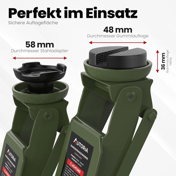 Гідравлічний домкрат Wagenheber 2.5T низькопрофільний для легкових авто та авто з низькою посадкою, зелений оливковий, до 2500 кг, з кейсом та 3 гумовими накладками