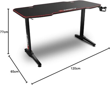 Ігровий стіл DRIFT GAMING з карбоновою поверхнею, великим килимком, підставками для чашок та навушників, регульованими ніжками, чорний (DRDZ200)