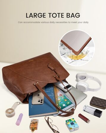 Сумка LOVEVOOK для жінок: велика, для ноутбука, шопер, сумка для роботи, офісна, шкільна (15,6 дюймів, темно-коричнева)