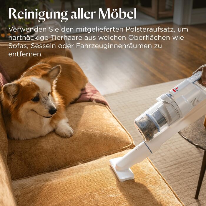 Акумуляторний пилосос Bissell PowerClean FurGuard для шерсті тварин з HEPA-фільтром, 2500 mAh, 50 хв роботи