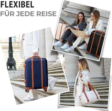 Набір валіз FERGÉ Milano 5-ти частинний (3 розміри) + сумочка для косметики + сумка для подорожей - чорний/бежево-коричневий