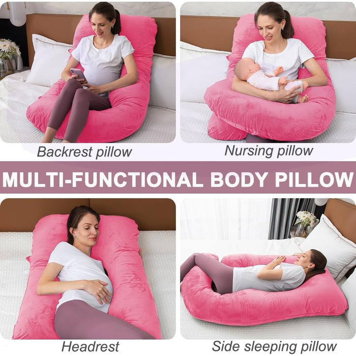 Подушка для вагітних TaiBest з подрібненого пінополіуретану (Memory Foam), U-подібна, для підтримки живота, червона