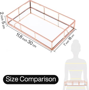 Дзеркальний піднос PuTwo, вінтажна металева тарілка, дзеркальний піднос для прикраси, прямокутний, піднос для прикраси у вигляді туалетного столика, пластиковий (рожево-золотий)