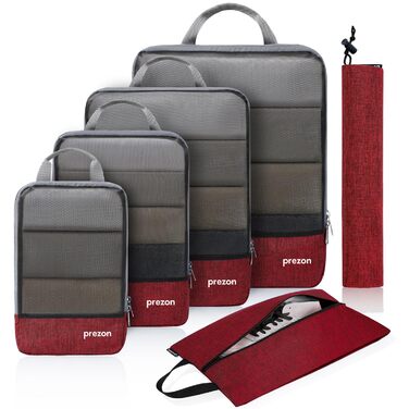 Набір компресійних органайзерів для подорожей Packwürfeln, сумка-органайзер для одягу в рюкзак та валізу, 6 шт, червоний