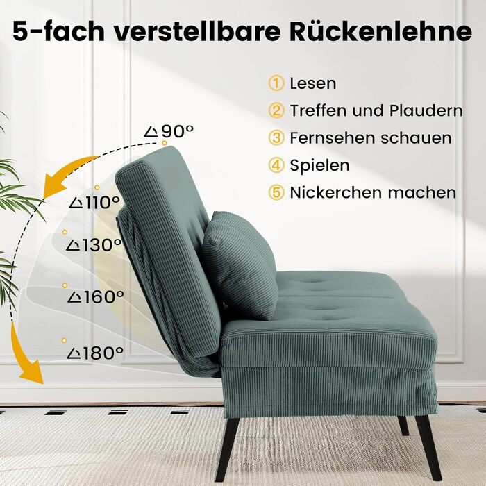 Диван-ліжко LUCKRACER 3-місний, трансформер, футон, кутовий диван, зелений, для вітальні та квартири