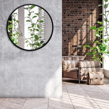 Дзеркало овальне Americanflat Spiegel Oval 30x61 см з чорним пластиковим каркасом для ванної, вітальні або спальні