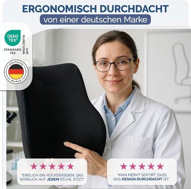 Ергономічна подушка під спину Blumtal з ефектом пам'яті (Memory Foam), підтримуюча подушка під поперек з чохлом OEKO-TEX