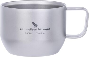 iBasingo чашка для еспресо Titan 200мл, подвійні стінки, нержавіюча сталь, для лате, капучино, какао, чай, подорожі, кемпінг, ультралегка, міцна