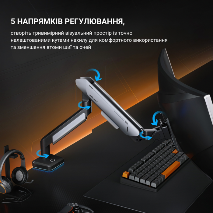 Настільне кріплення для монітора Anda Seat Stealth Pro II RGB 17’’-42’’ Orange