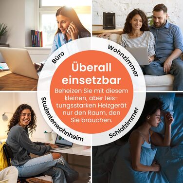 Про Breeze 1800W міні керамічний обігрівач з двома рівнями потужності, автоматичним гойданням та режимом охолодження для ванної, вітальні, офісу, тераси - Чорний