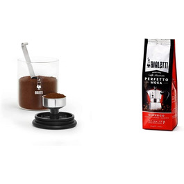 Скляна кавова турка Bialetti 250 г (з кришкою), чорна, прозора