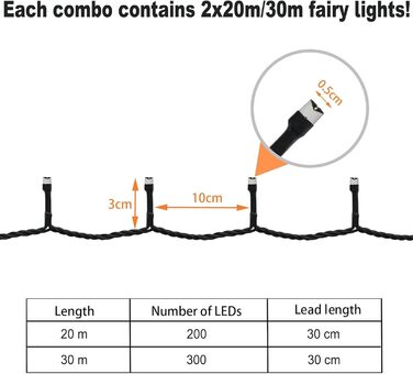 Гірлянда світлодіодна Hopelit, 50 LED, 5 м, з таймером, 8 режимів, для дому та саду, вологостійка, на батарейках