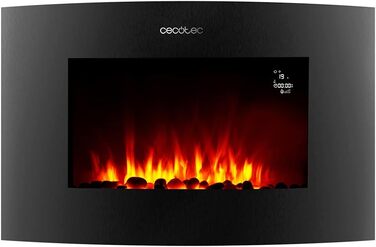 Декоративний електричний камін Cecotec ReadyWarm 2690 Flames Connected, 2000 Вт, Wi-Fi, білий, керування пультом, для 25 м², загартоване скло, 26 дюймів