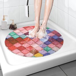 Безпечний нековзний килимок для душу, 60 * 60 см, м'який комфортний килимок для ванної з дренажними отворами, масажні килимки для душа з ПВХ-люфи для вологих приміщень, швидковисихаючі (круглі 3 - 60X60 см)