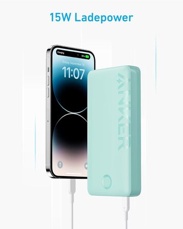 Пауербанк 20 000 мАг, USB-C, 15 Вт, для iPhone/Galaxy, зелений, 20K II