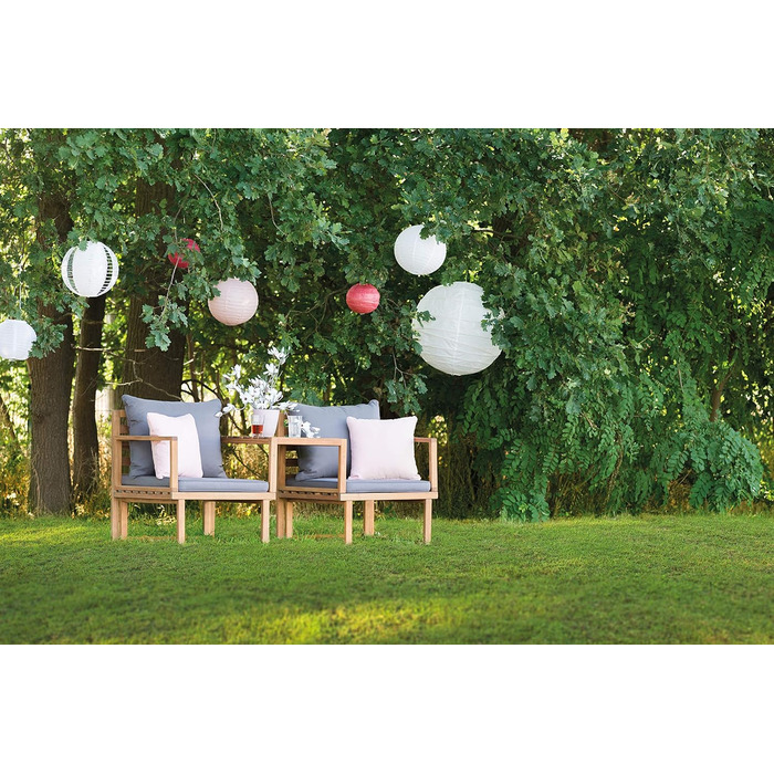 Садовий набір меблів Greemotion Dijon з акації FSC 100% - стіл та 2 стільці з подушками для балкона/саду