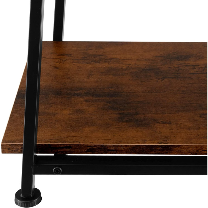 Письмовий стіл Tectake з 2 полицями, 120 х 50 х 73,5 см, промисловий дизайн, комп'ютерний стіл з бічною полицею з двома відділеннями з дерева, чорний металевий каркас (індустріальний темно-коричневий)