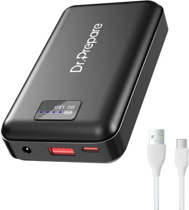 Швидкий зарядний пристрій Dr.Prepare Power Bank 16000mAh для жилета, мобільного телефону, планшета, 3 виходи, Type-C, USB, DC