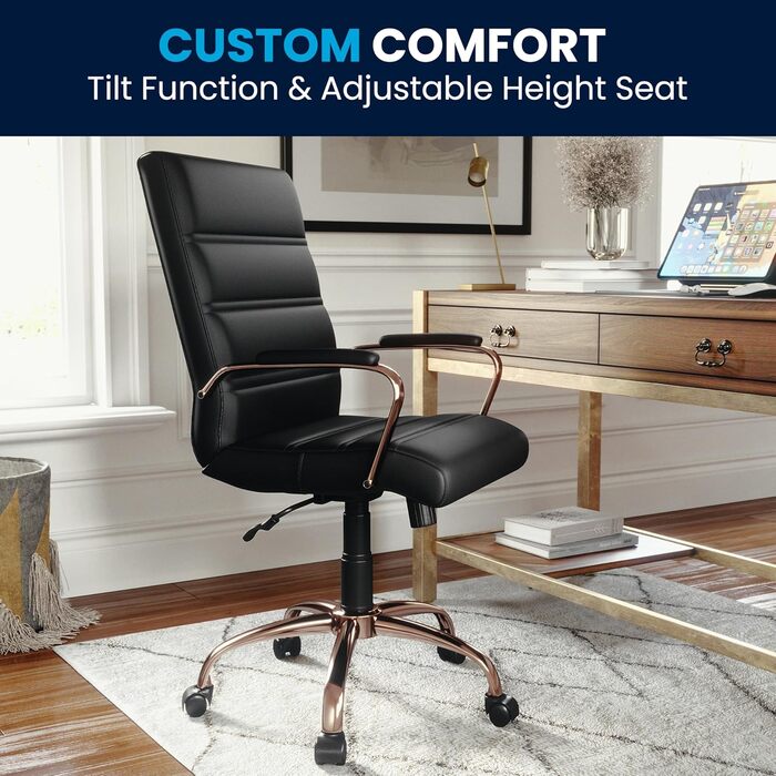 Крісло шеф Flash Furniture, обшите білою шкірою, з червонозолотим каркасом, 61 x 58,5 x 103,5 см