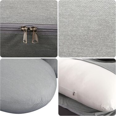 Подушка для вагітних GKXLH - J-подібна подушка для підтримки спини, живота та стегон. Знімна, дихаюча, колір: сірий