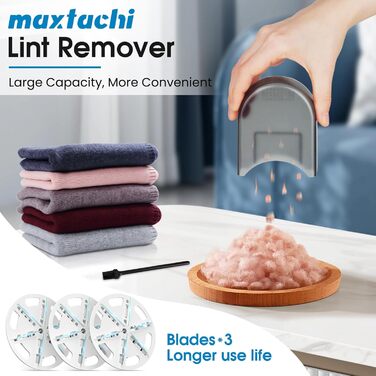 Електричний видалення ворсу Maxtachi: бездротовий пристрій для одягу з 3 швидкостями, 6-клинковий насадка, LED-дисплей, чорний