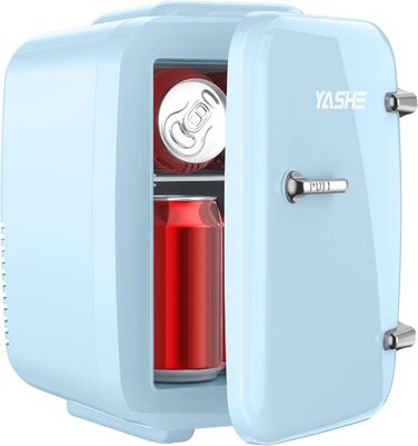 Міні-холодильник YASHE 4L, блакитний: для косметики, напоїв, 220V/12V, термоелектричний, для дому, офісу, авто