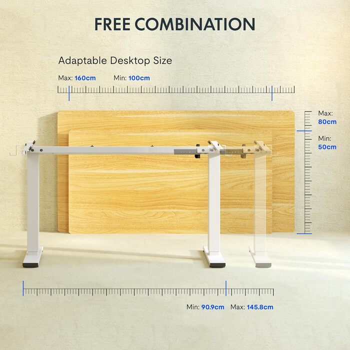 Електричний регульований стіл FlexiSpot з пам'яттю висоти та LED-дисплеєм, EN1 (білий)