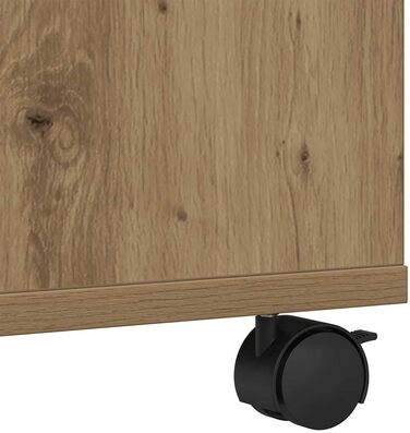 Підставка для принтера на колесах з місцем для зберігання, білий ДСП (дуб ручної роботи)