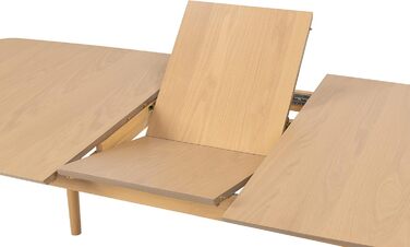 AC Design висувний обідній стіл Monty для 6 осіб, прямокутна стільниця, білий дуб, круглі ніжки, кухонний стіл, 160 x 75 x 90 см