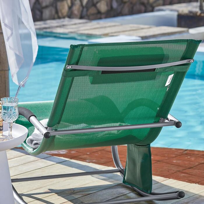Шезлонг SoBuy для 2 осіб, садова швейцальська гойдалка, вологостійка, для тераси, балкона, кемпінгу, до 150 кг, Gartenmübel OGS28-SCHx2 (темно-зелений)