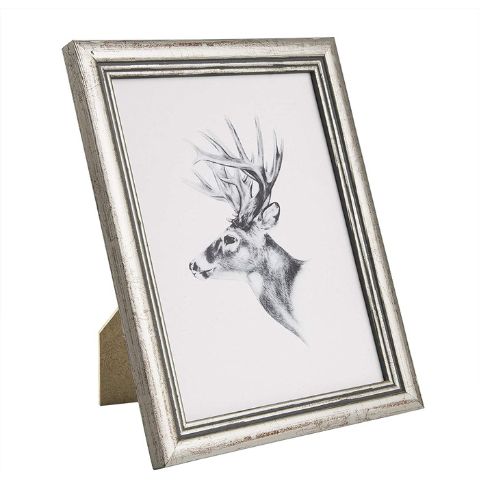 Набір рамок для фотографій WOLTU 10, скляна панель в дерев'яній рамці в стилі cm Artos, (срібло, 15x20)