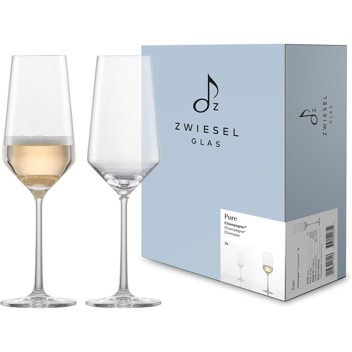 Набір для романтичного вечора Zwiesel Glas Date Night Pure (4 шт.): келихи для шампанського (2 шт., 297 мл) та келихи для червоного вина (2 шт., 540 мл), Tritan®-кристал, Made in Germany