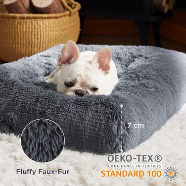 Лежак для великих собак Bedsure Fluffy для собак - 104x74x8 см, миється, плюшевий, (M (74x53x8 см), сірий)