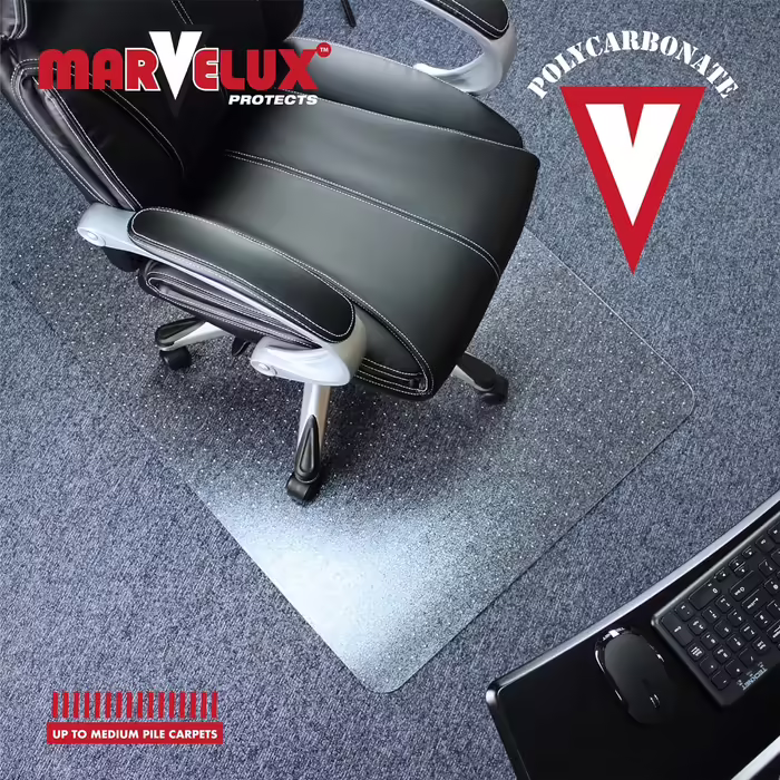 Полікарбонатний офісний стілець Marvelux Килимок для захисту підлоги для килимів, прямокутний килимок для офісного крісла, прозорий захисний килим для офісного крісла, доступний у різних розмірах (130 x 120 см)