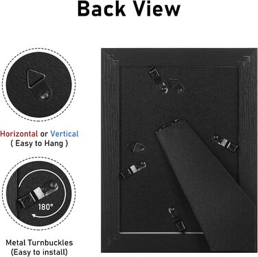 Чорні фоторамки, дерев'яні фоторамки 13x18 зі справжньою скляною передньою панеллю з 10x15 см (4x6 дюймів) Фотографії з матом, окремо стоячі та настінні 3 упаковки МДФ 5x7 дюймів, 3 Pack 7x5