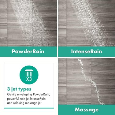 Душова лійка Hansgrohe Pulsify Select S EcoSmart - Економія води 6.9 л/хв, ручна лійка з 3 режимами, Antikalk, PowderRain, Massagestrahl, 24111000 (Матовий білий)