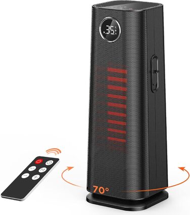 Електричний обігрівач EasyAcc® з пульт дистанційного керування - енергозберігаючий, тихий, 2000W, 24 години