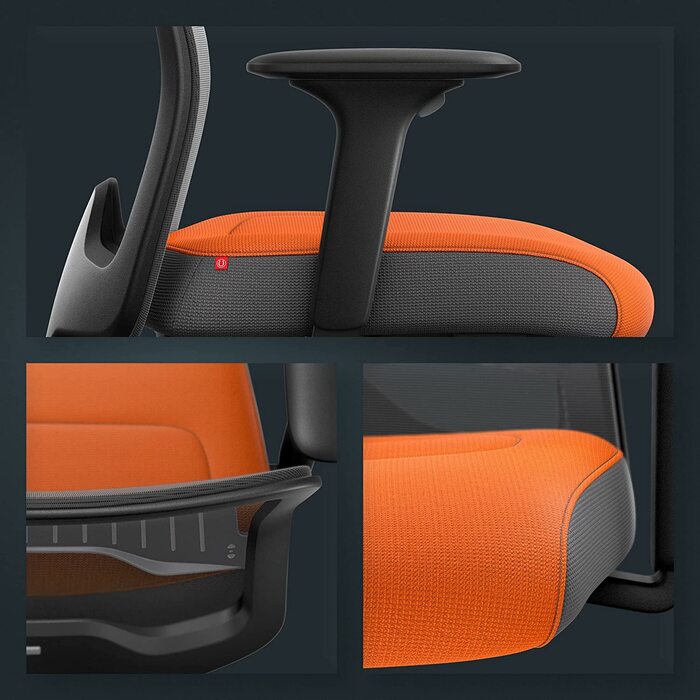 Офісне крісло Interstuhl Every Active Edition – регульована поперекова підтримка, комфортне та активне сидіння (зелений | чорний) (антрацит | помаранчевий)