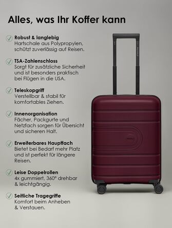 Набір валіз REDOLZ Hartschalen 3 шт. | Розширювані, з TSA-замком, з поліпропілену | S+ (55 см)