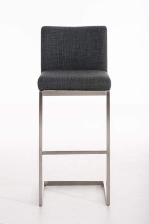 Барний стілець Paros з нержавіючої сталі, тканинне сидіння, з підлокітниками та підставкою для ніг, темно-сірий
