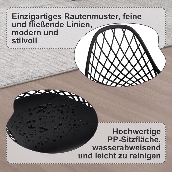 Стільці для їдальні та кухні, сучасний скандинавський дизайн, білий пластиковий стілець з металевими ніжками, набір 4 шт. (K0018EZS-4)