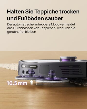Робот-пилосос 3i P10 Ultra S з вологою ганчіркою, станція самостійного очищення, 18000 Па, для прибирання кутів, миття та сушіння, самостійне очищення та заправка, знімний моп, чорний