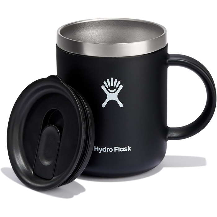 Термокружка Hydro Flask 354 мл (12 oz) з нержавіючої сталі, чорна, з кришкою та ручкою
