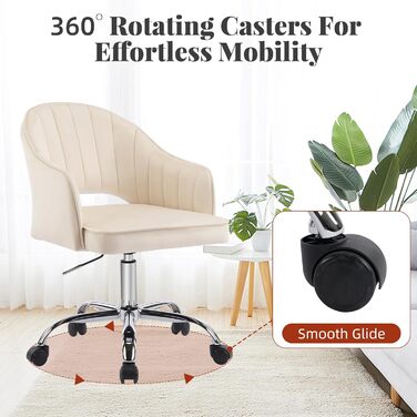 Крісло для офісу Fiximaster Homeoffice: регульоване, ергономічне, з велюру, до 113 кг, кремове