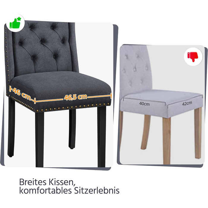 Набір кухонних стільців Yaheetech (6 шт.) з підлокітниками, сірий, до 140 кг