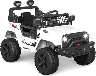 Дитячий електромобіль 12V з пультом, амортизацією, LED, Bluetooth, 2 швидкості, для дітей 3-8 років, білий