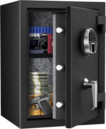 Biometричний сейф WASJOYE з захистом від вогню: відбиток пальця, цифрова клавіатура, USB-зарядка, 40L, для дому, офісу, готелю