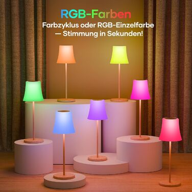 LED настільна лампа Suright бездротова з RGB, сенсорне керування, IP54, для дому та саду