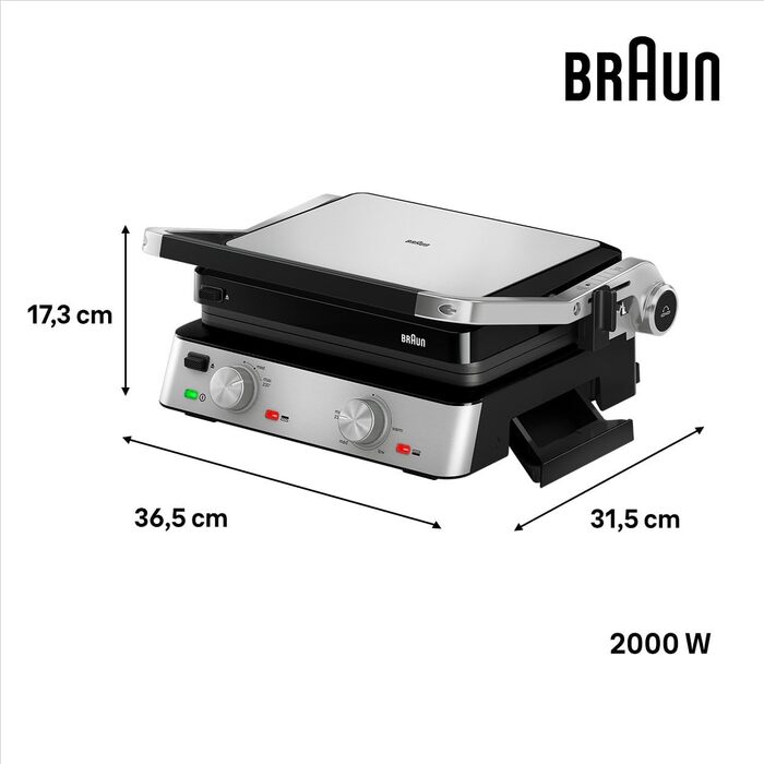 Електричний гриль Braun MultiGrill 7 CG7020: 3-в-1 (контактний гриль, барбекю, духовка), 2000W, велика поверхня (12 бургеров), плаваюча пластина, плаваюча гратильниця, миється в посудомийній машині, регулювання температури