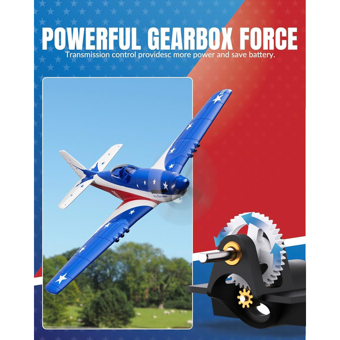 Літак на радіокеруванні VolantexRC 761-5 P-51 Mustang RTF 4-канальний, з Xpilot стабілізацією, для початківців, готовий до польоту